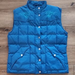 Cowboy Hardware Aqua Quilted Vest with Embroidery And Rhinestone Bling